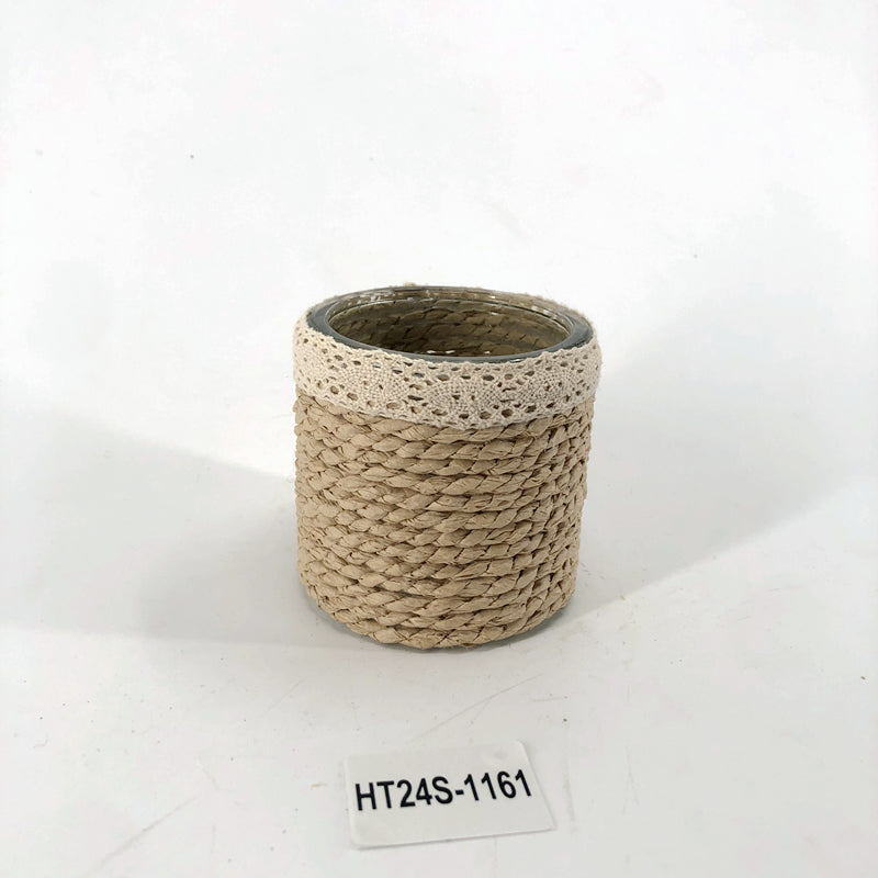 Glass & Wicker Flower Vase
