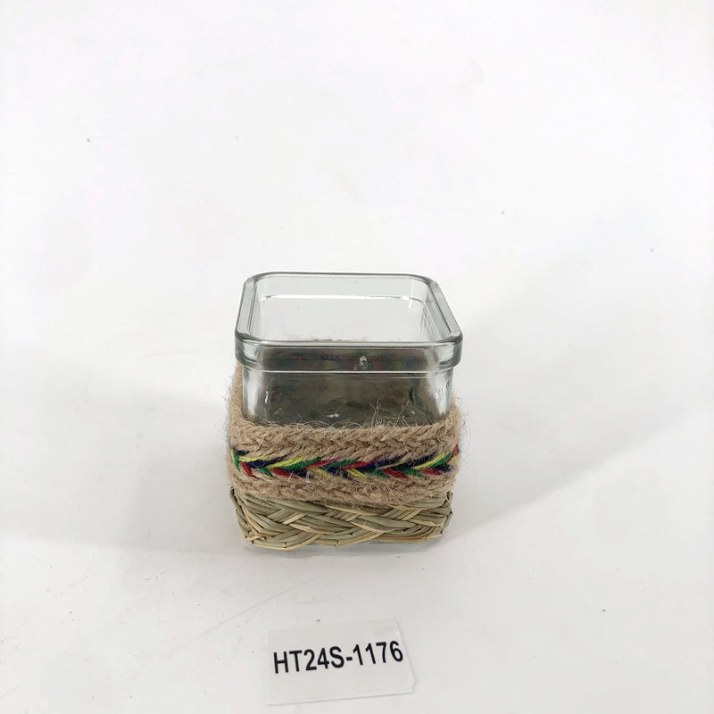 Glass & Wicker Flower Vase