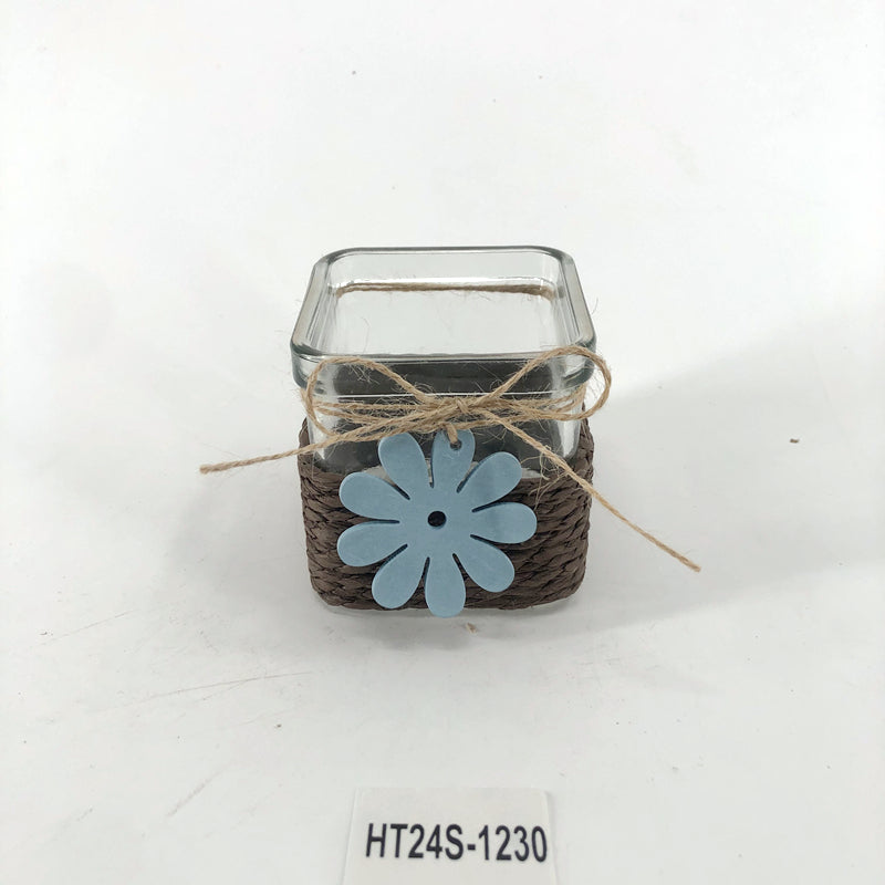 Glass & Wicker Flower Vase