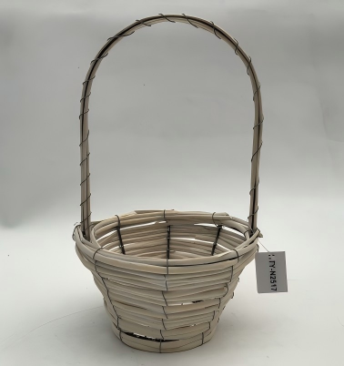 Wholesale Willow Basket w/ Handle, Washed White – Handmade Bundle of Willow Twigs