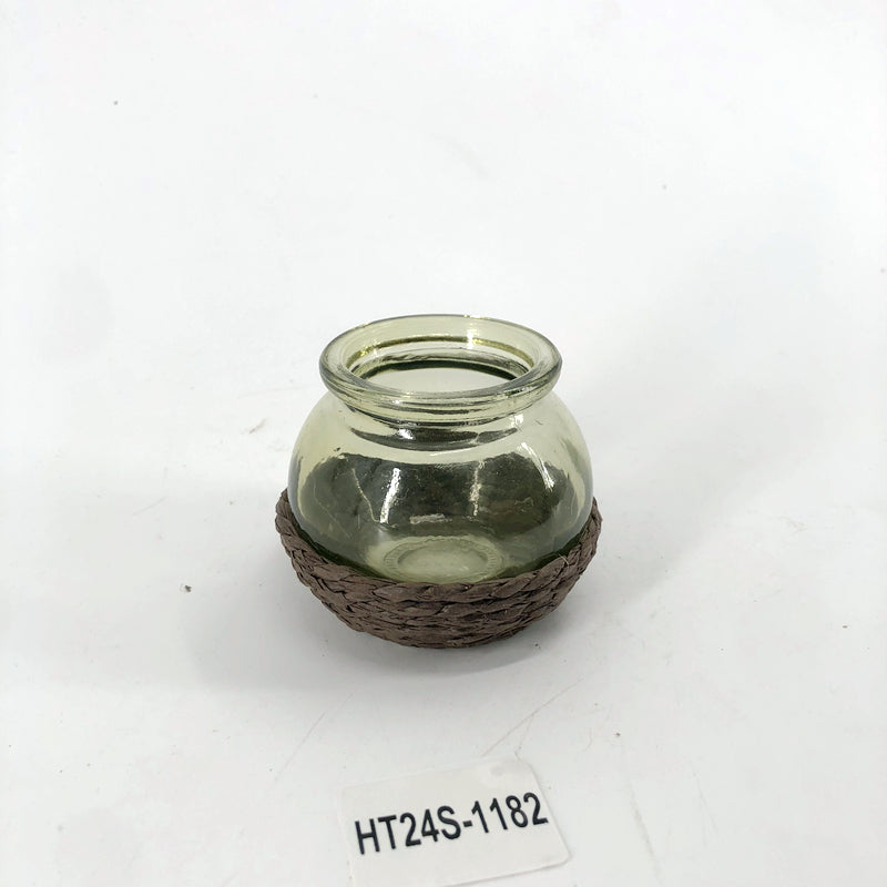 Glass & Wicker Flower Vase