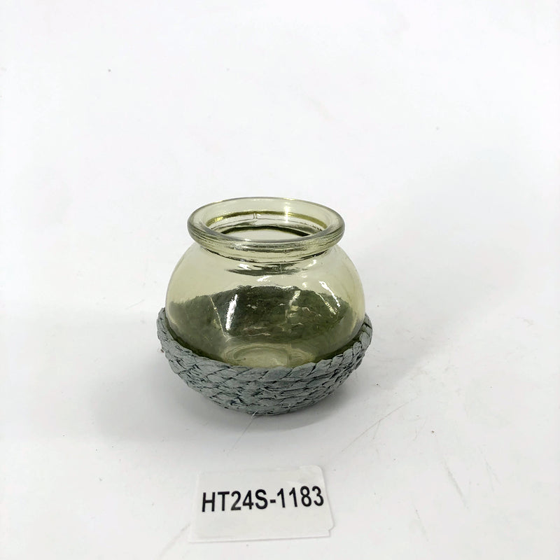 Glass & Wicker Flower Vase