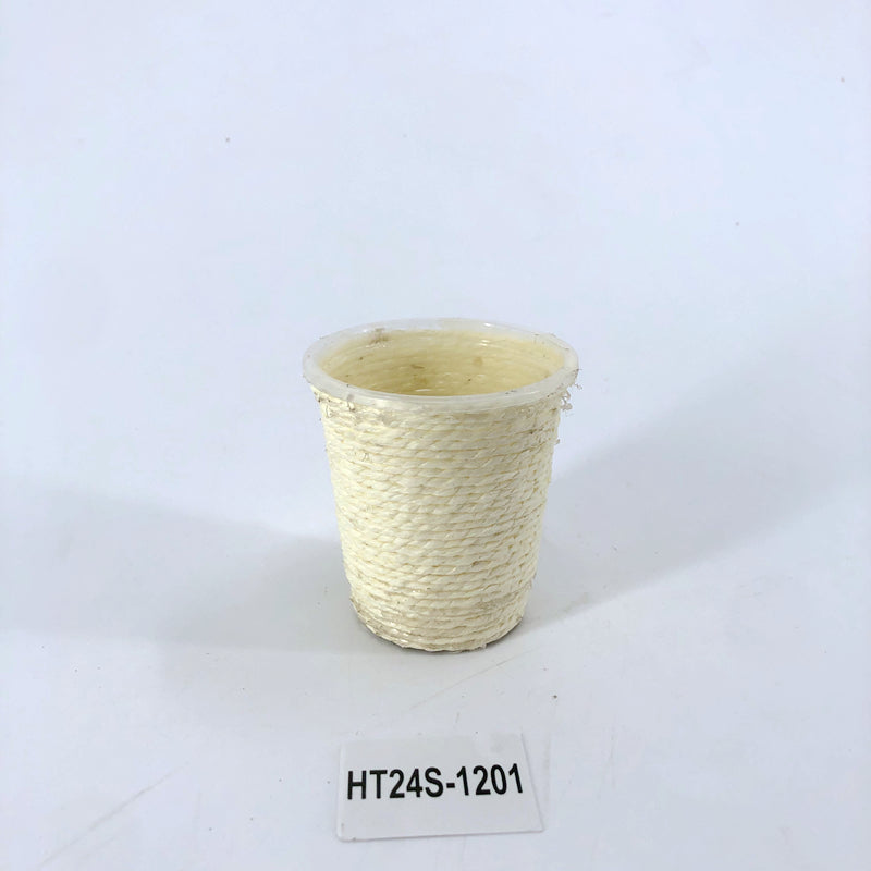 Ceramic & Wicker Flower Vase