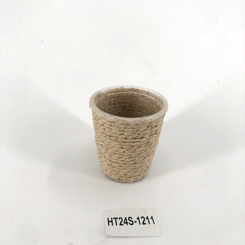 Ceramic & Wicker Flower Vase