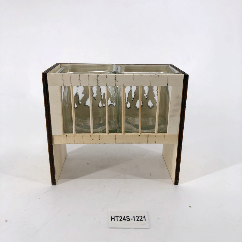 Wood & Glass Flower Vase