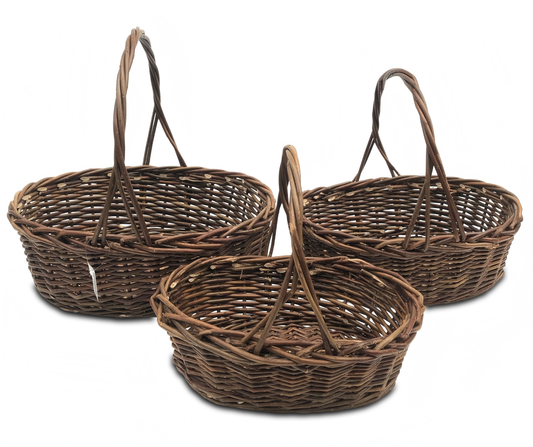 Wholesale Wicker Basket w/Handle, Set of 3 w/Plastic Liners - Willow wicker