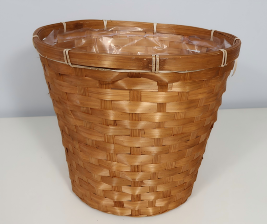 Wholesale Bamboo Basket w/Handle, w/Plastic Liner