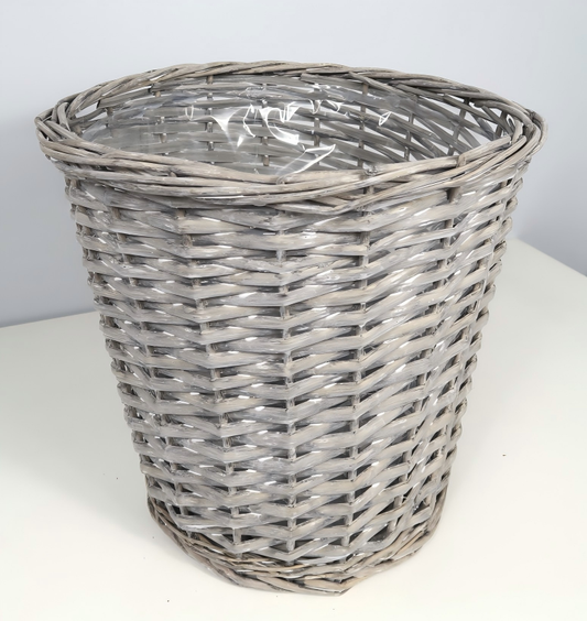 Wholesale Willow Basket w/plastic liner bag w/ Handle, Washed White